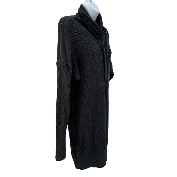 Prana Gray Charcoal Milani Sweater Dress Womens XS Drawstring Cowl Neck Bodycon - Picture 6 of 12